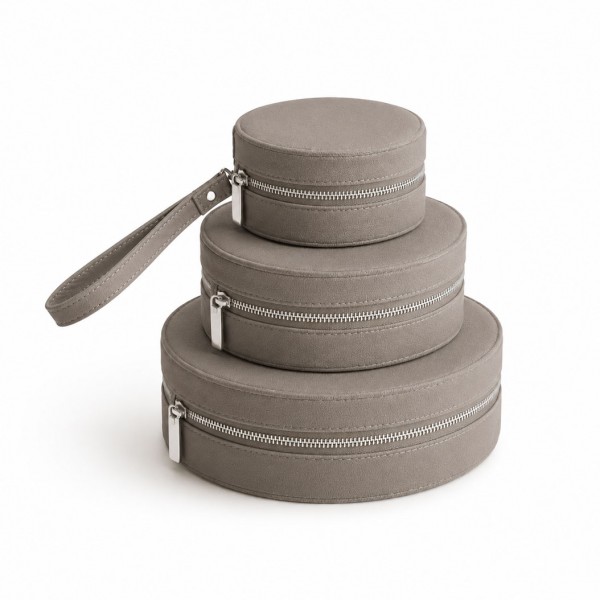 J0250/1,J0325,J0326 Round Microfiber Jewelry Box Set