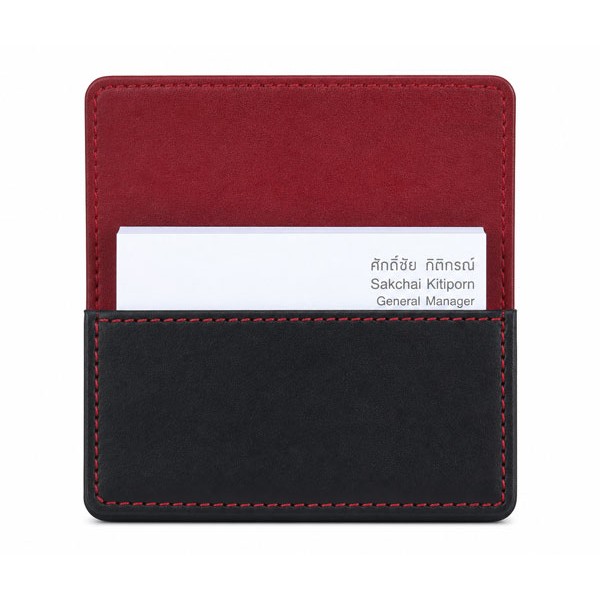 2067/1 | Leather Name Cardholder with Red Sewing